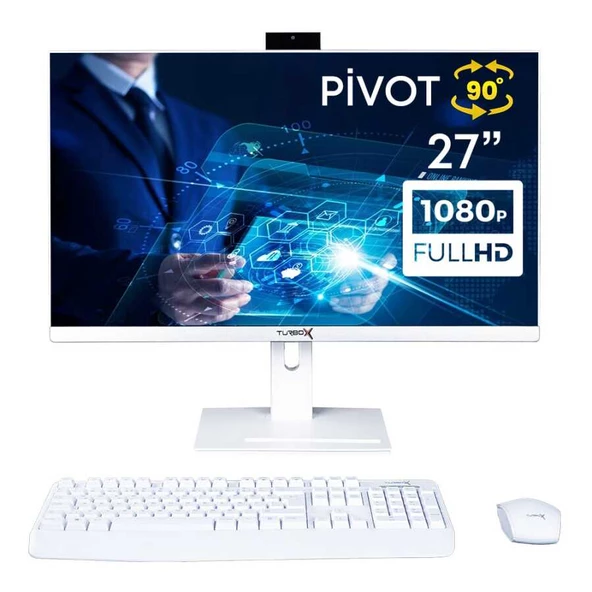 Turbox TAx773 i5 12400 8GB Ram 512GB M.2 NVMe SSD 27 Bluetooth Webcam Pivot Beyaz All In One Bilgisa