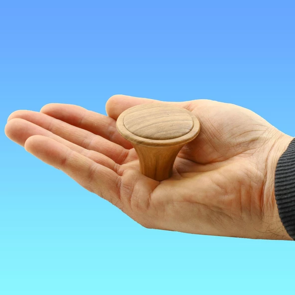 Nehir Düğme Dolap Çekmece Kulpu Kulbu Plastik Kahverengi Ahşap Desenli Tek Vidalı Kulp - 5