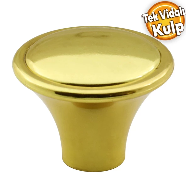 Nehir Düğme Mobilya Mutfak Dolap Dolabı Çekmece Kulpu Kulbu Plastik Gold Altın Tek Vidalı Kulpları