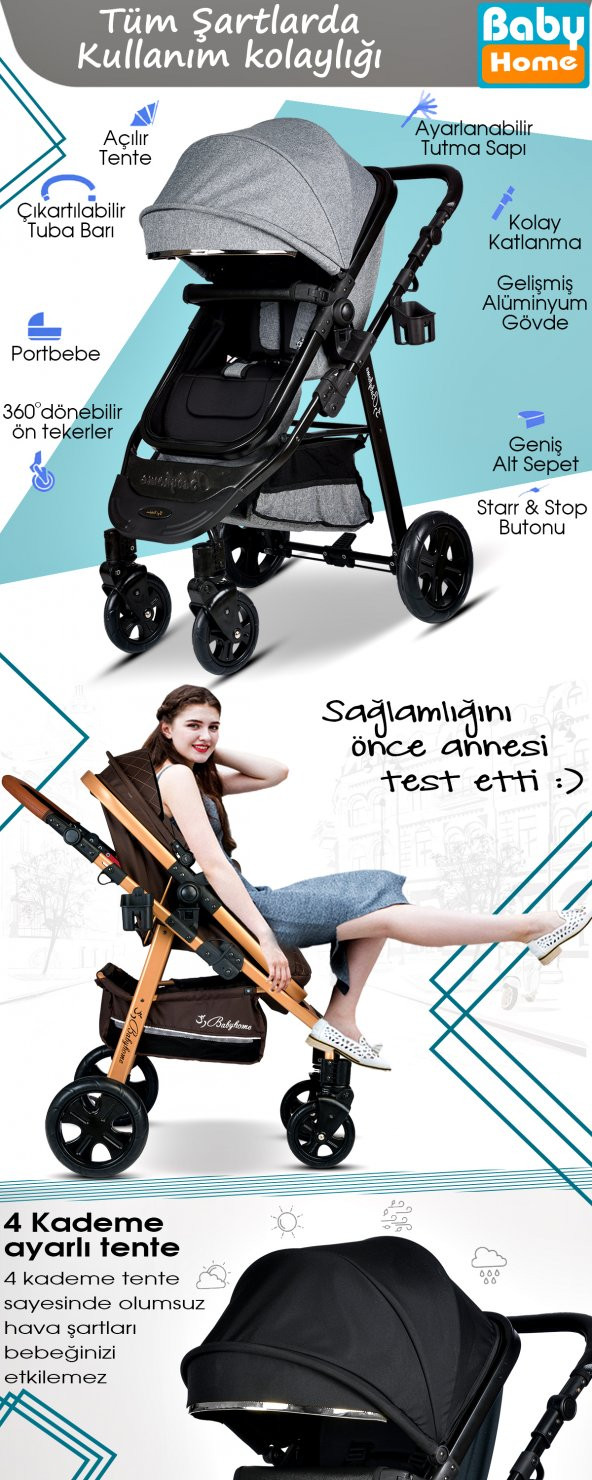 Yeni Ekonomi Paket 8 In 1 Baby Home 940 Travel Sistem Bebek Arabası 340 Anne Yanı Bebek Sepeti Beşik - 5