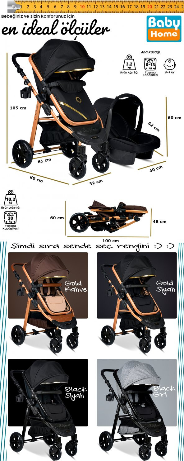 Yeni Ekonomi Paket 8 In 1 Baby Home 940 Travel Sistem Bebek Arabası 340 Anne Yanı Bebek Sepeti Beşik - 8