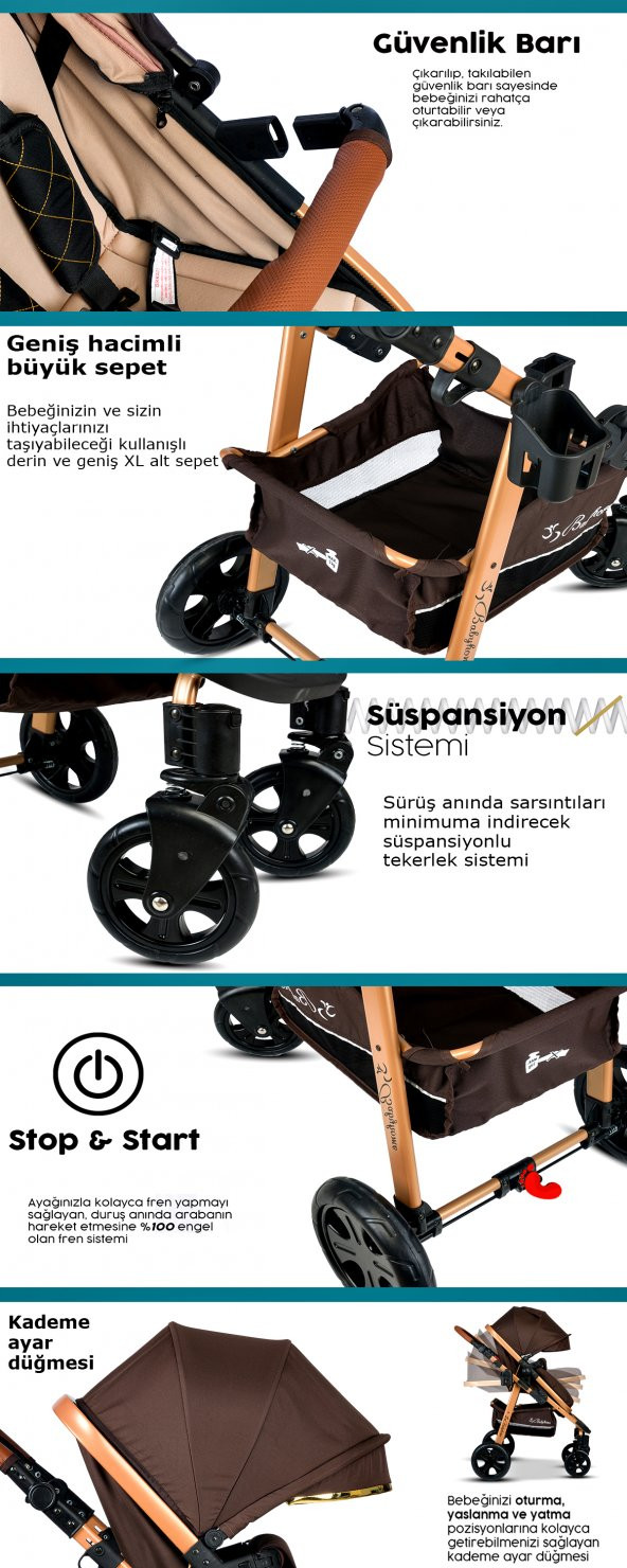 Yeni Ekonomi Paket 8 In 1 Baby Home 940 Travel Sistem Bebek Arabası 340 Anne Yanı Bebek Sepeti Beşik - 9