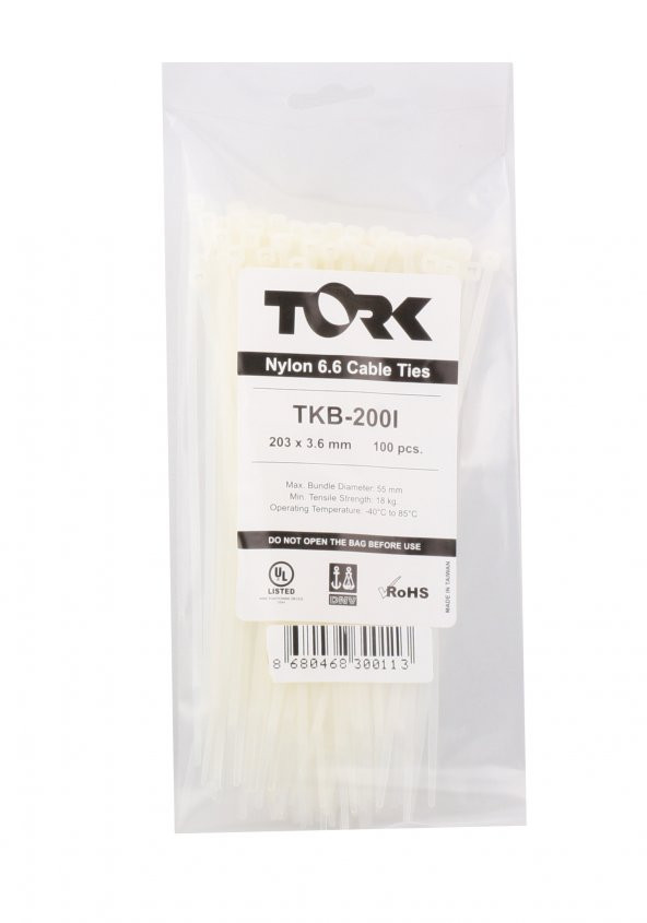 Tork TRK-370-7,5mm Beyaz 100lü Kablo Bağı (84874)