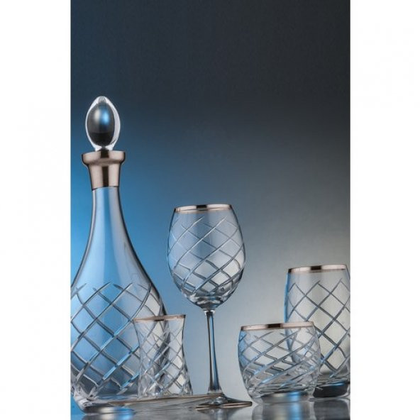 Kcd Armonı Platin 61 Parça Cam Sofra Sunum Çeyiz Seti Su Bardak Takımı Kesme El Dekor ürün görseli