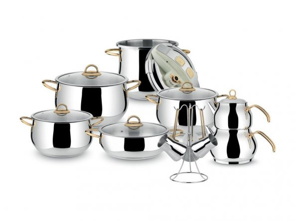 Lines Zeycan Çeyiz Seti 18 Parça Altın Kulp