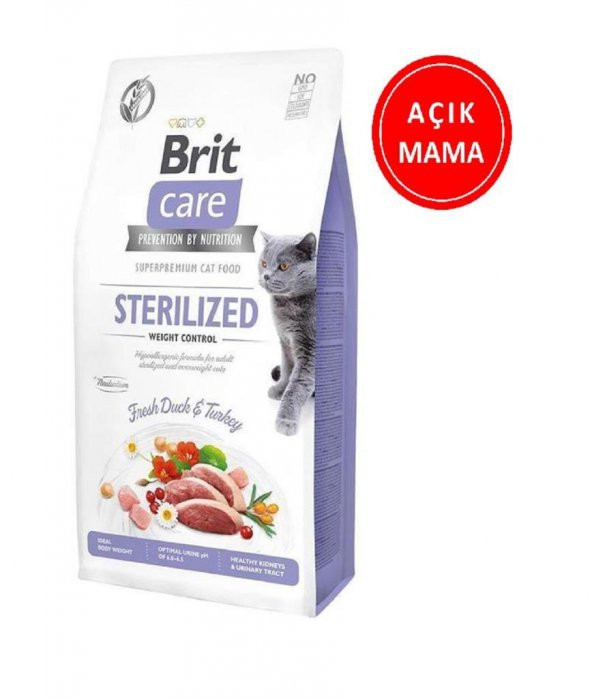 Brit Care Hypo-Allergenic Ördekli Tahılsız Kısırlaştırılmış Kedi Maması 1 kg AÇIK