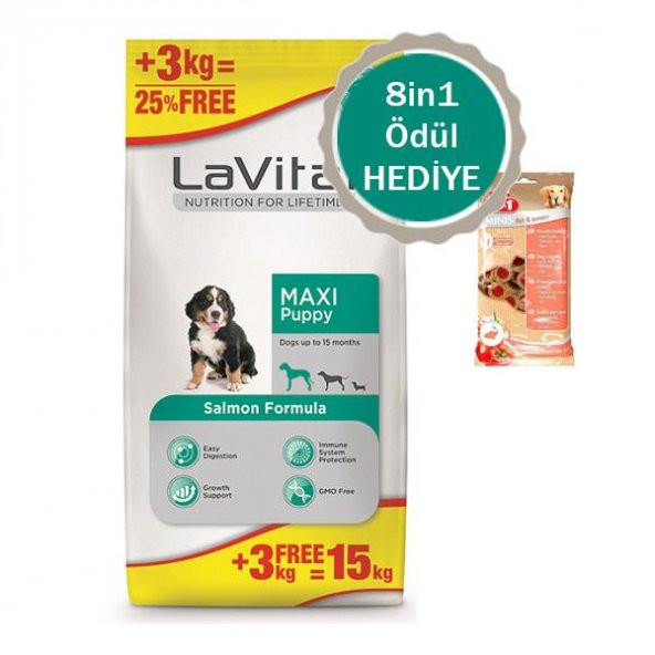 La Vital Büyük Irk Somonlu Yavru Köpek Maması 12+3KG HEDİYELİ