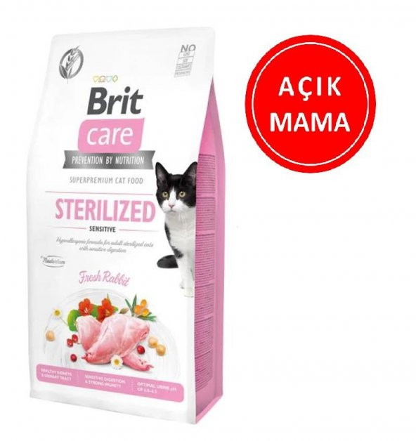 Brit Care Sterilised Tavşan Etli Tahılsız Kısırlaştırılmış Kedi Maması 1 Kg AÇIK