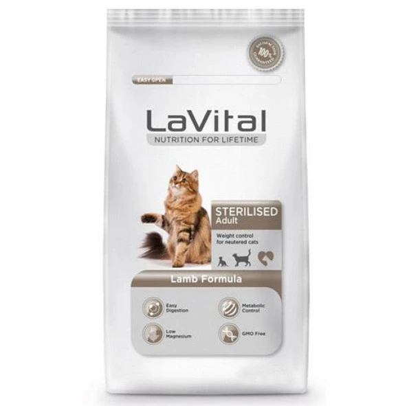 La Vital Kuzu Etli Kısırlaştırılmış Kedi Maması 12 KG