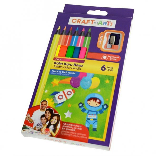 Craft And Arts Kuru Boya Jumbo Neon 6lı Paket