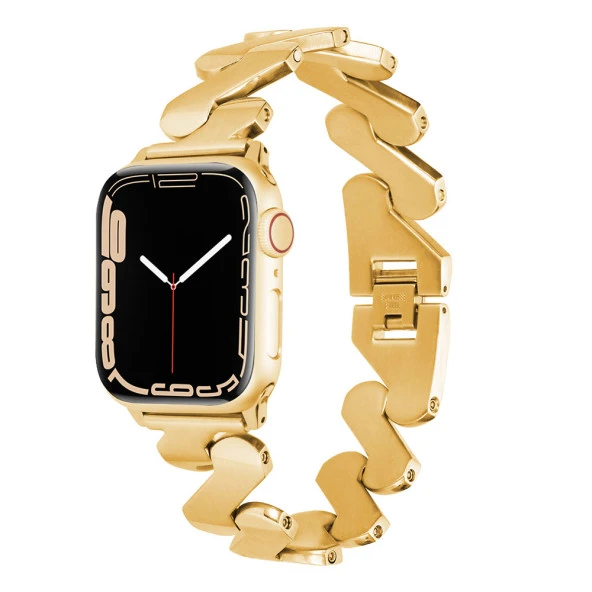 ​​​Apple Watch 7 45mm Kordon KRD-80 Metal Strap Kayış  Gold