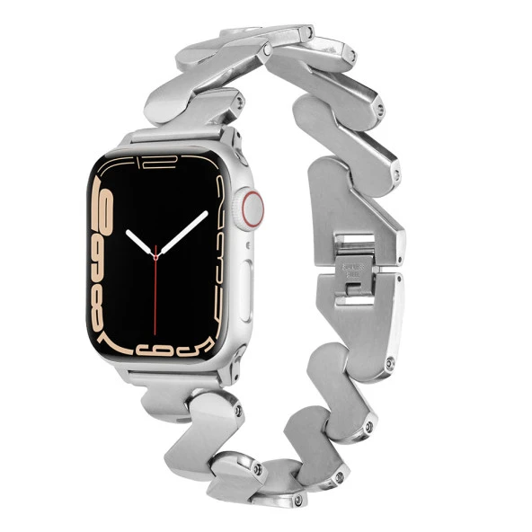 Apple Watch 44mm Kordon KRD-80 Metal Strap Kayış  Gümüş