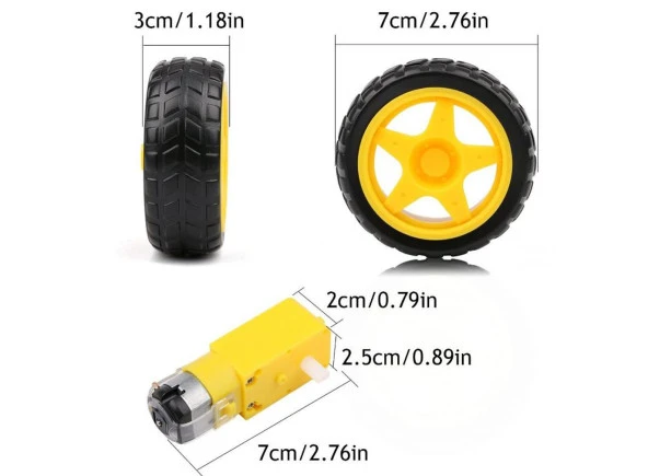 6 V 250 RPM Motor ve Tekerlek Seti - Resim 2
