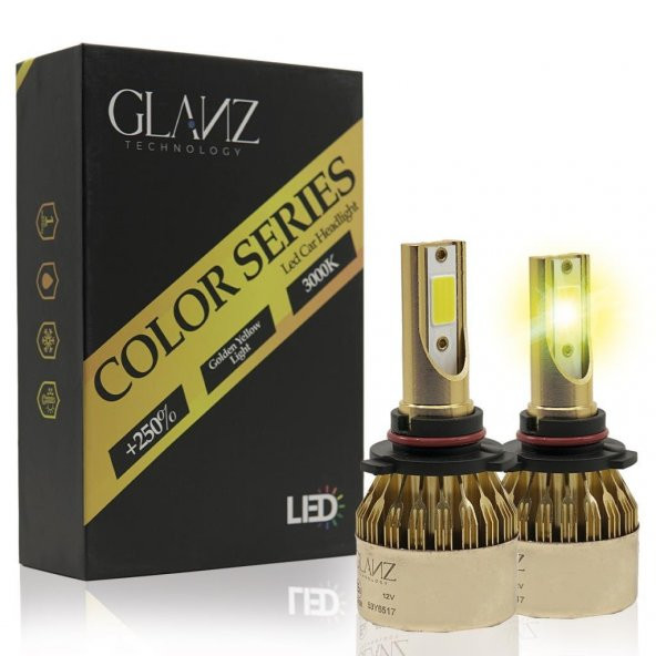 Glanz Hb4 9006 Altın Sarı Gold 3000K Led Xenon 8000LM Şimşek Etkili Far Ampulü