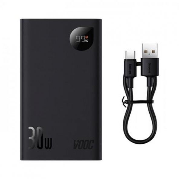 Baseus Super Şarj Göstergeli 30W 20000mAh Powerbank Super VOOC Teknolojisi 0.3m USB Type Kablolu