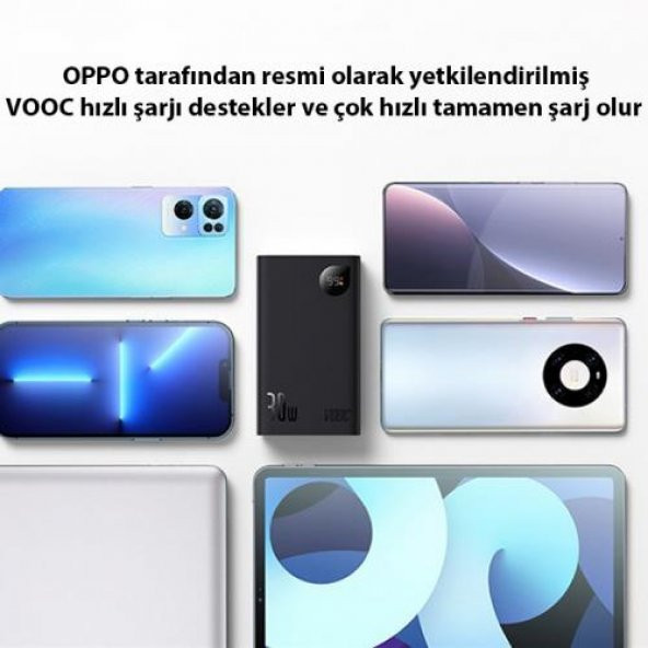 Baseus Super Şarj Göstergeli 30W 20000mAh Powerbank Super VOOC Teknolojisi 0.3m USB Type Kablolu - 4