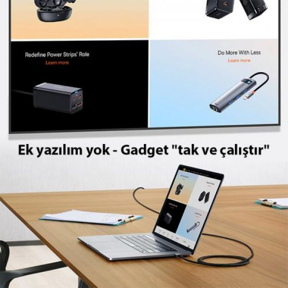 Baseus 2 Metre 60Hz 4K Type C to HDMI 2.0 4K Görüntü Aktarım Kablosu, Type to HDMİ Çevirici Adaptör - 2