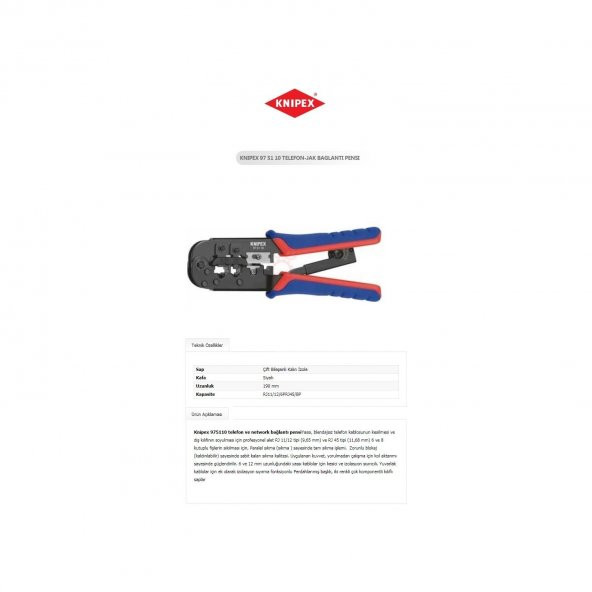 Knıpex 97 51 10 Telefon-Jak Bağlantı Pensi - 5