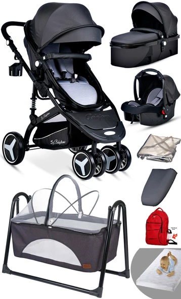 Yeni Ekonomi Paket 8 İn 1 Baby Home 945 Travel Sistem Bebek Arabası 340 Anne Yanı Bebek Sapeti Beşik - 4