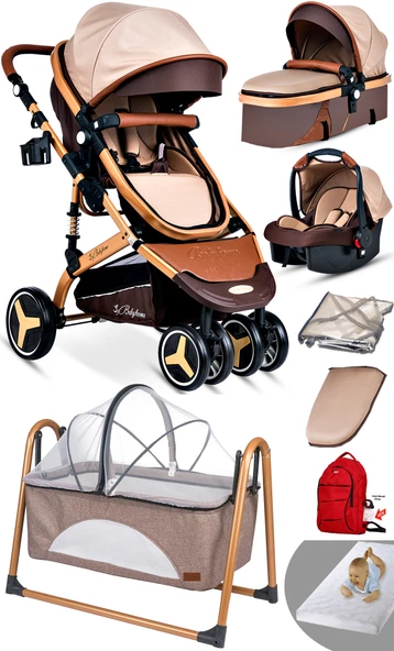 Yeni Ekonomi Paket 8 İn 1 Baby Home 945 Travel Sistem Bebek Arabası 340 Anne Yanı Bebek Sapeti Beşik - 3