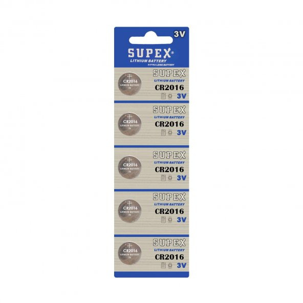 SUPEX Pil Düğme 2016 3V 5Li Paket