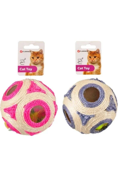 Flamingo Sisal Top 11 cm Çıngırak + Catnip - Resim 2