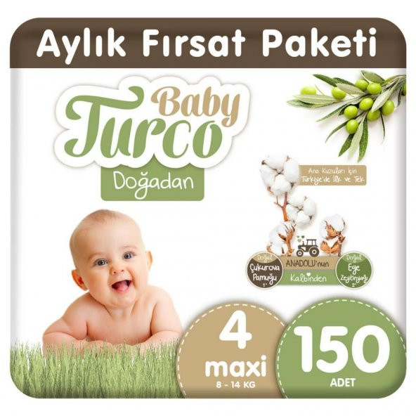 Baby Turco Doğadan 4 Numara Maxi 150 Adet BABYTUR4