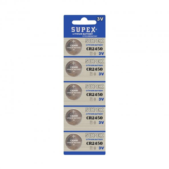 SUPEX Pil Düğme 2450 3V 5Li Paket