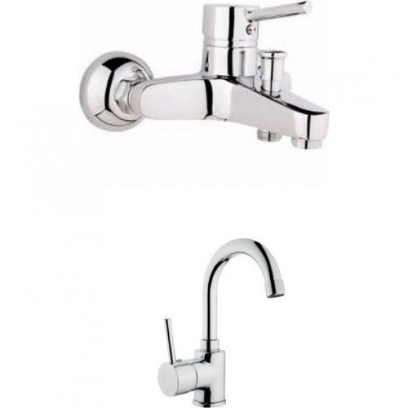 İnventa Delta Lavabo Bataryası + Aç Kapa Banyo Bataryası