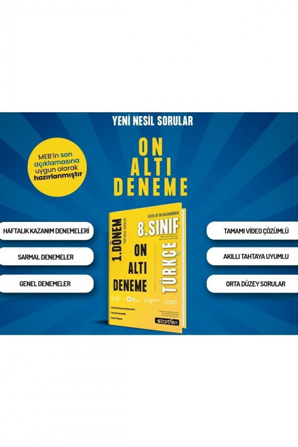 Startfen 8.sınıf 1. Dönem Türkçe 16 Deneme