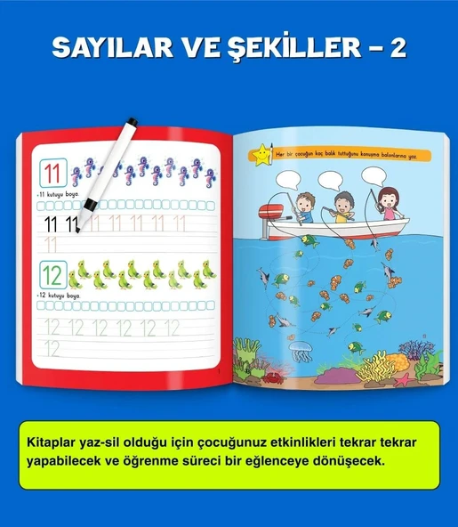 3-6 Yaş Evde Etkinlik Seti (Çizgi Çalışmaları, Sayılar, Geometrik Şekiller, Mantık Soruları, Dikkat Geliştirme) - 11