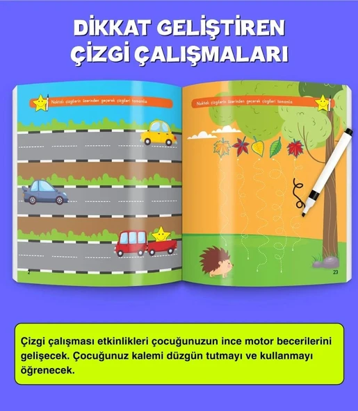 3-6 Yaş Evde Etkinlik Seti (Çizgi Çalışmaları, Sayılar, Geometrik Şekiller, Mantık Soruları, Dikkat Geliştirme) - 7