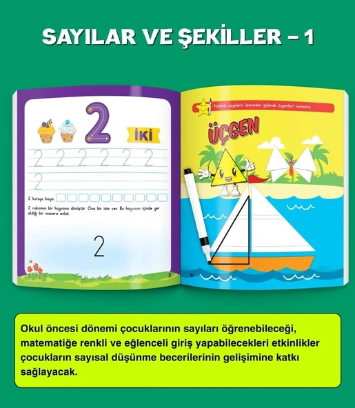 3-6 Yaş Evde Etkinlik Seti (Çizgi Çalışmaları, Sayılar, Geometrik Şekiller, Mantık Soruları, Dikkat Geliştirme) - 10