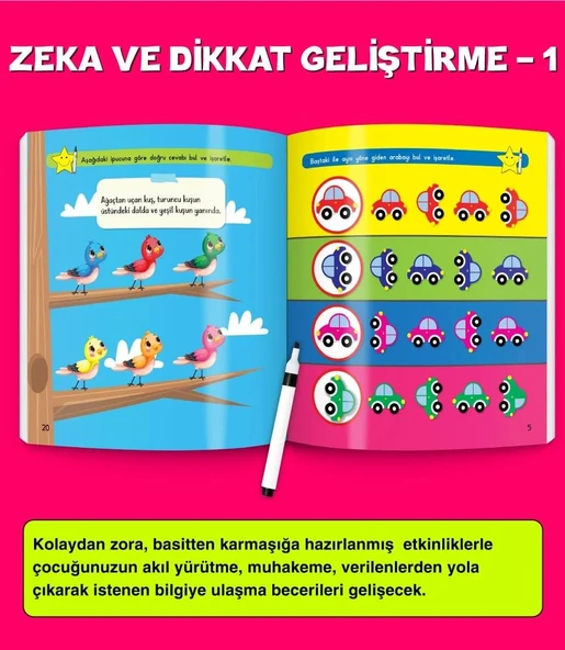 3-6 Yaş Evde Etkinlik Seti (Çizgi Çalışmaları, Sayılar, Geometrik Şekiller, Mantık Soruları, Dikkat Geliştirme) - 8