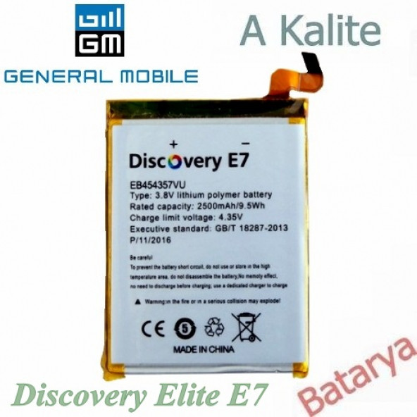 General Mobil Discovery Elite E7 Batarya Discovery E7 Uyumlu Yedek Batarya