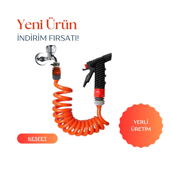 Plasyay Spiral Sulama Yıkama Hortum Kelepçe Adaptörlü ve Yeni Tetik Başlıklı Set - 3