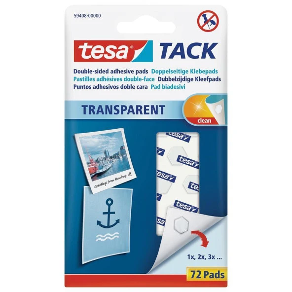 Tesa Tack Çift Taraflı Ped Yapıştıcı Şeffaf 72 Adet