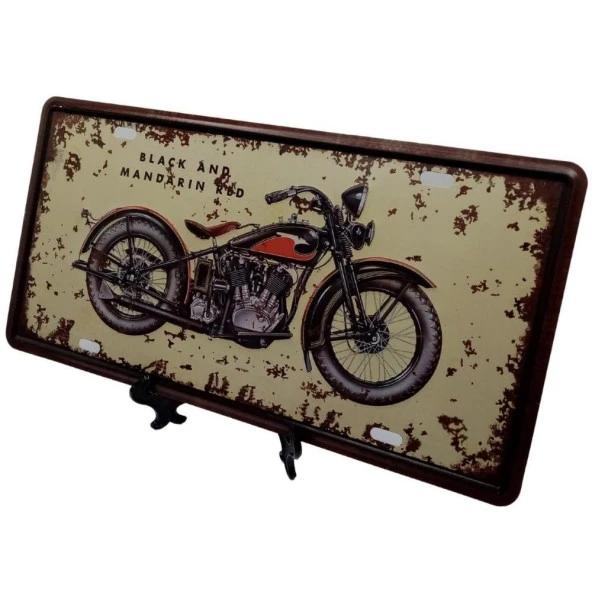 Dekoratif 3D Metal Plaka Harley Davidson 1933 Black And Mandarin Red 30cm - Resim 2