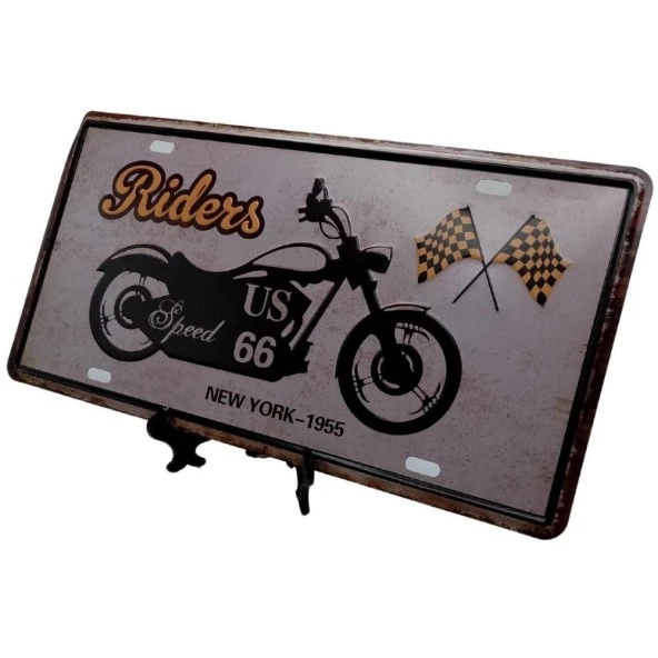 Dekoratif 3D Metal Plaka New York 1955 Riders 30cm - Resim 2