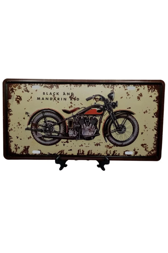 Dekoratif 3D Metal Plaka Harley Davidson 1933 Black And Mandarin Red 30cm - Resim 5