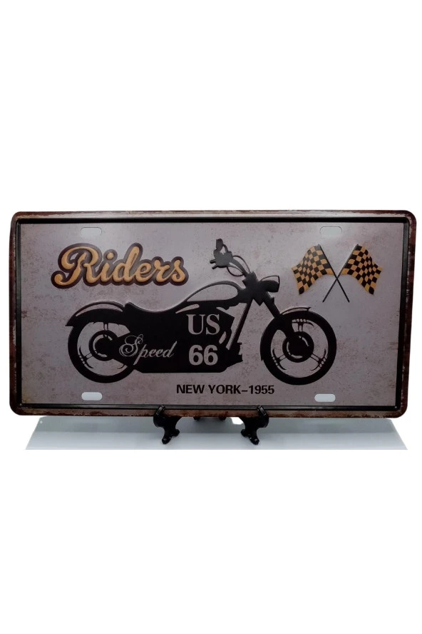 Dekoratif 3D Metal Plaka New York 1955 Riders 30cm - Resim 5