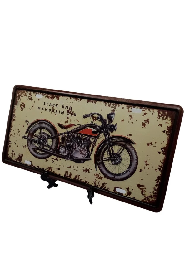 Dekoratif 3D Metal Plaka Harley Davidson 1933 Black And Mandarin Red 30cm - Resim 6
