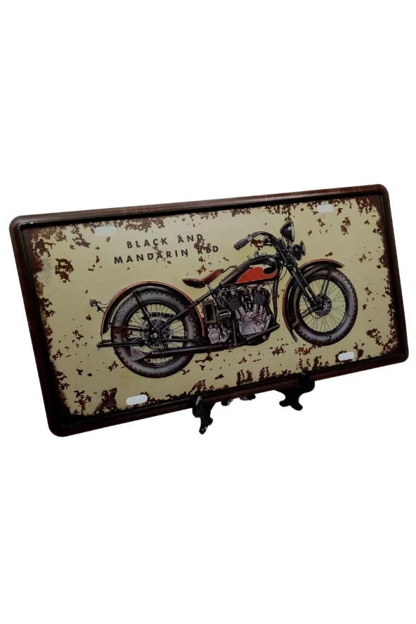 Dekoratif 3D Metal Plaka Harley Davidson 1933 Black And Mandarin Red 30cm - Resim 7