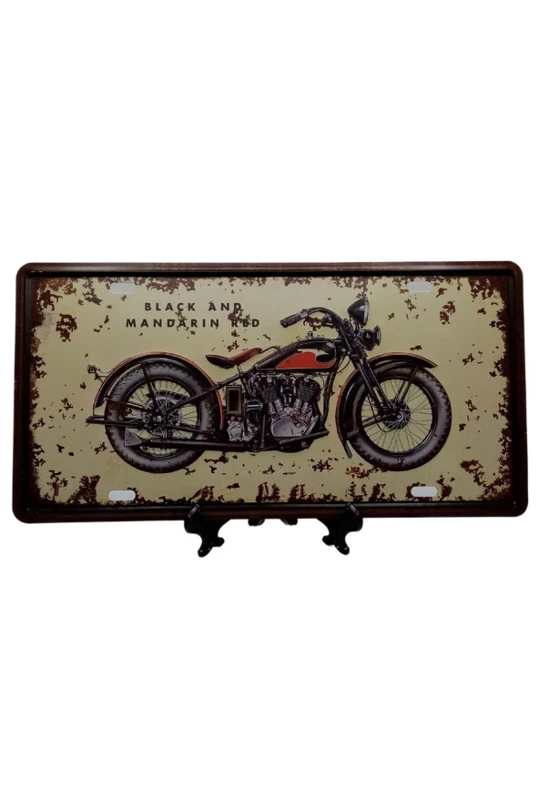Dekoratif 3D Metal Plaka Harley Davidson 1933 Black And Mandarin Red 30cm - Resim 8