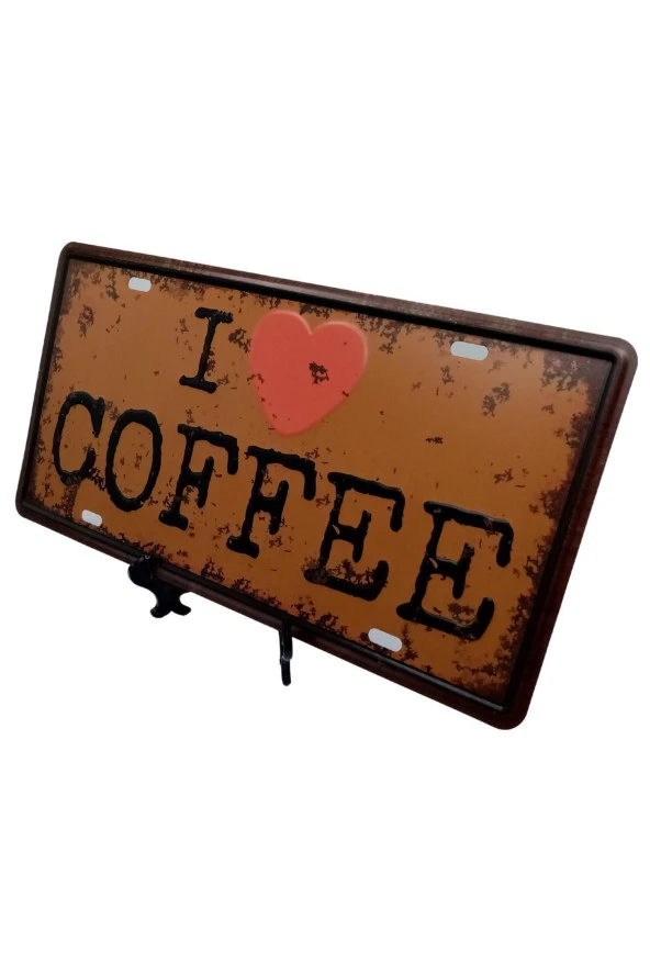 Dekoratif 3D Metal Plaka I Love Coffee 30cm - Resim 6