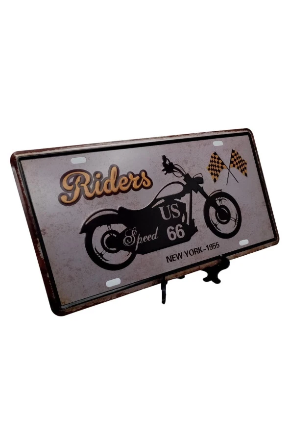 Dekoratif 3D Metal Plaka New York 1955 Riders 30cm - Resim 7