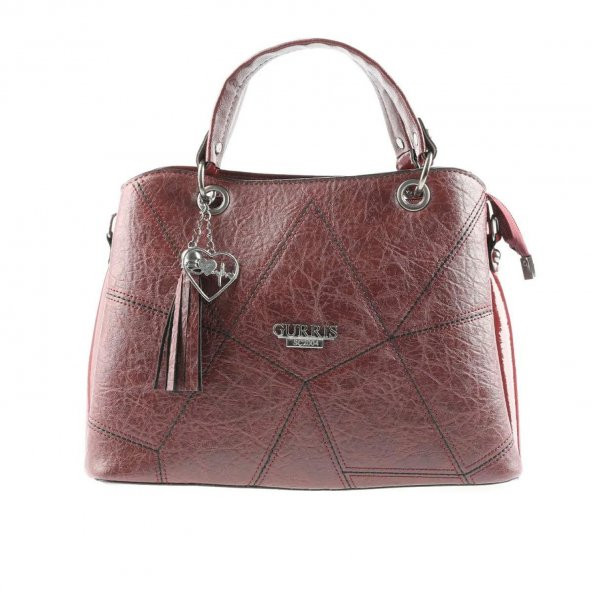 Bordo Parça Nakıslı Bayan Askılı El ve Omuz Çantası - 2