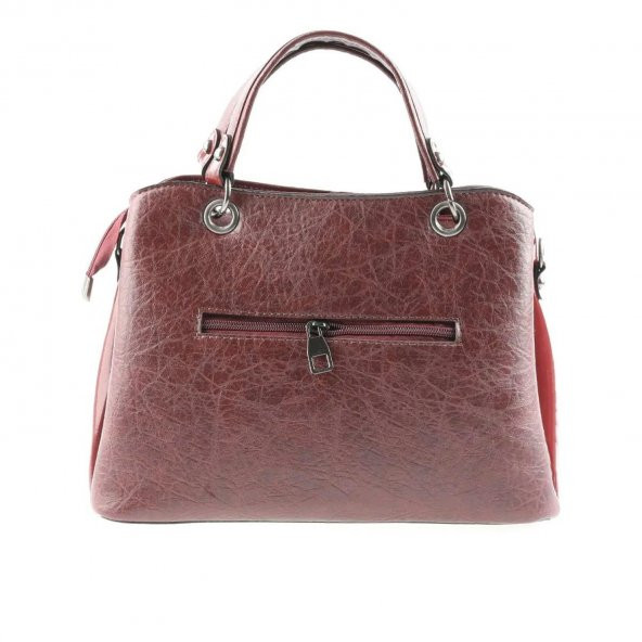 Bordo Parça Nakıslı Bayan Askılı El ve Omuz Çantası - 3