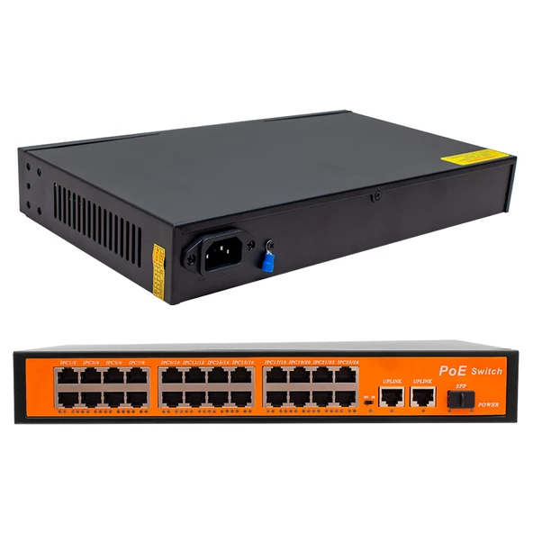 Powermaster 300W 10/100/1000 MBPS 24+3+SFP 24 Port Poe Ethernet Gıgabıt Swıtch - 2