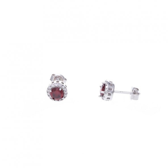 Kırmızı Zirkon Taşlı 925 Ayar Gümüş Kadın Üçlü Tektaş Set - 5